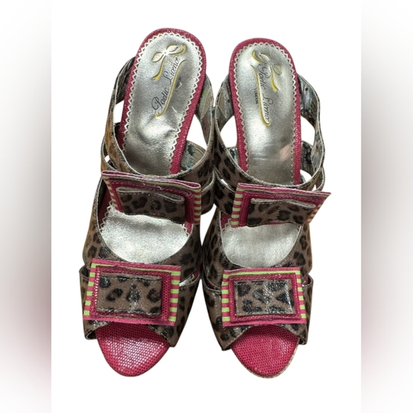 Poetic Licence Moonlight Dancer Heel Leopard/Floral Leather Size 10 EUC - Picture 4 of 8